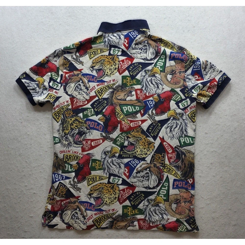 Polo Ralph Lauren Men's Collegiate Multicolor Banner & Mascot Polo Shirt. Size M - Picture 3 of 8